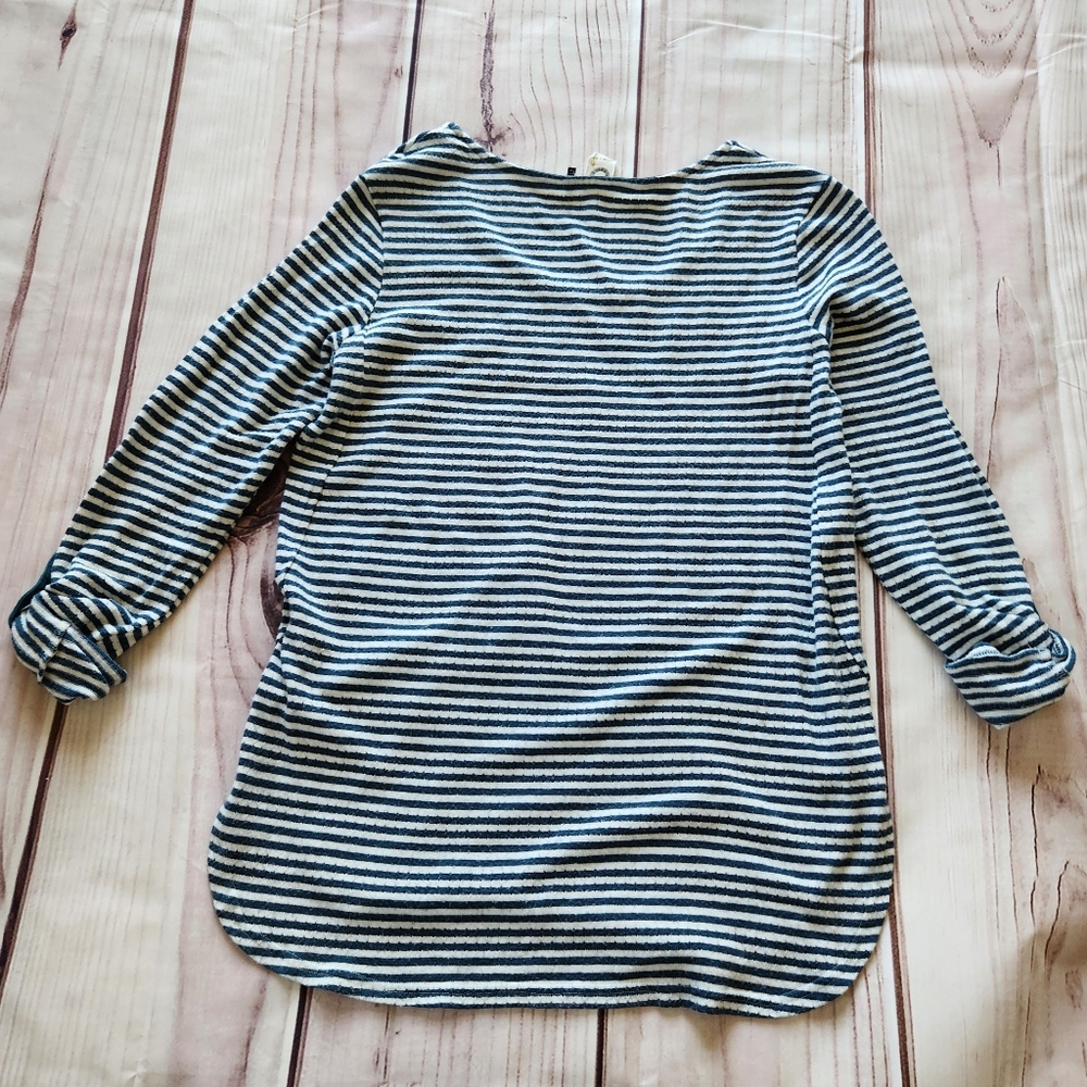 Anthropologie x Akemi + Kin "Sylvie Pointelle Top" Stripe Blue White | Women's M - Picture 8 of 12